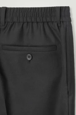 Online COS TURN-UP WOOL-BLEND PANTS BLACK