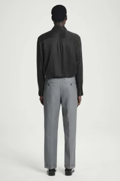 Hot COS TURN-UP WOOL-BLEND PANTS GRAY MÉLANGE