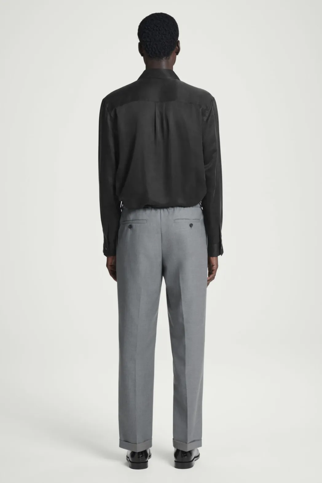 Hot COS TURN-UP WOOL-BLEND PANTS GRAY MÉLANGE