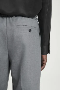 Hot COS TURN-UP WOOL-BLEND PANTS GRAY MÉLANGE