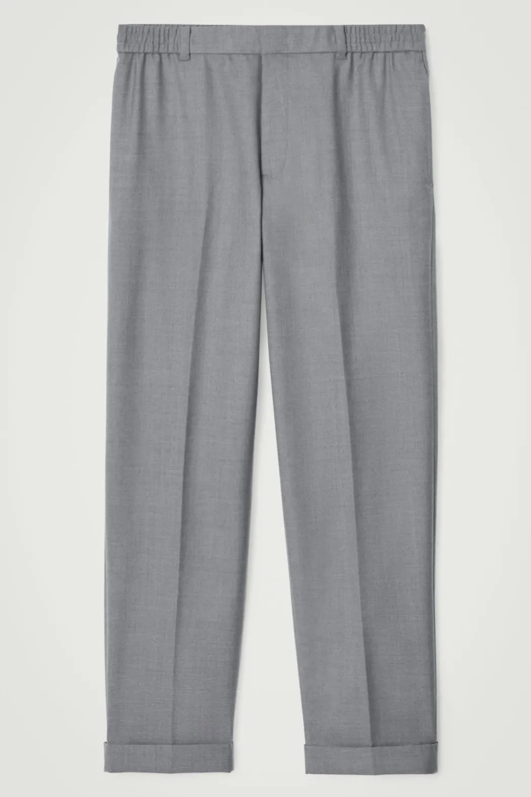 Hot COS TURN-UP WOOL-BLEND PANTS GRAY MÉLANGE