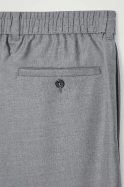 Hot COS TURN-UP WOOL-BLEND PANTS GRAY MÉLANGE