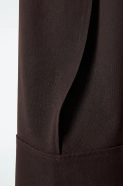 Discount COS TURN-UP WOOL-BLEND PANTS DARK BROWN
