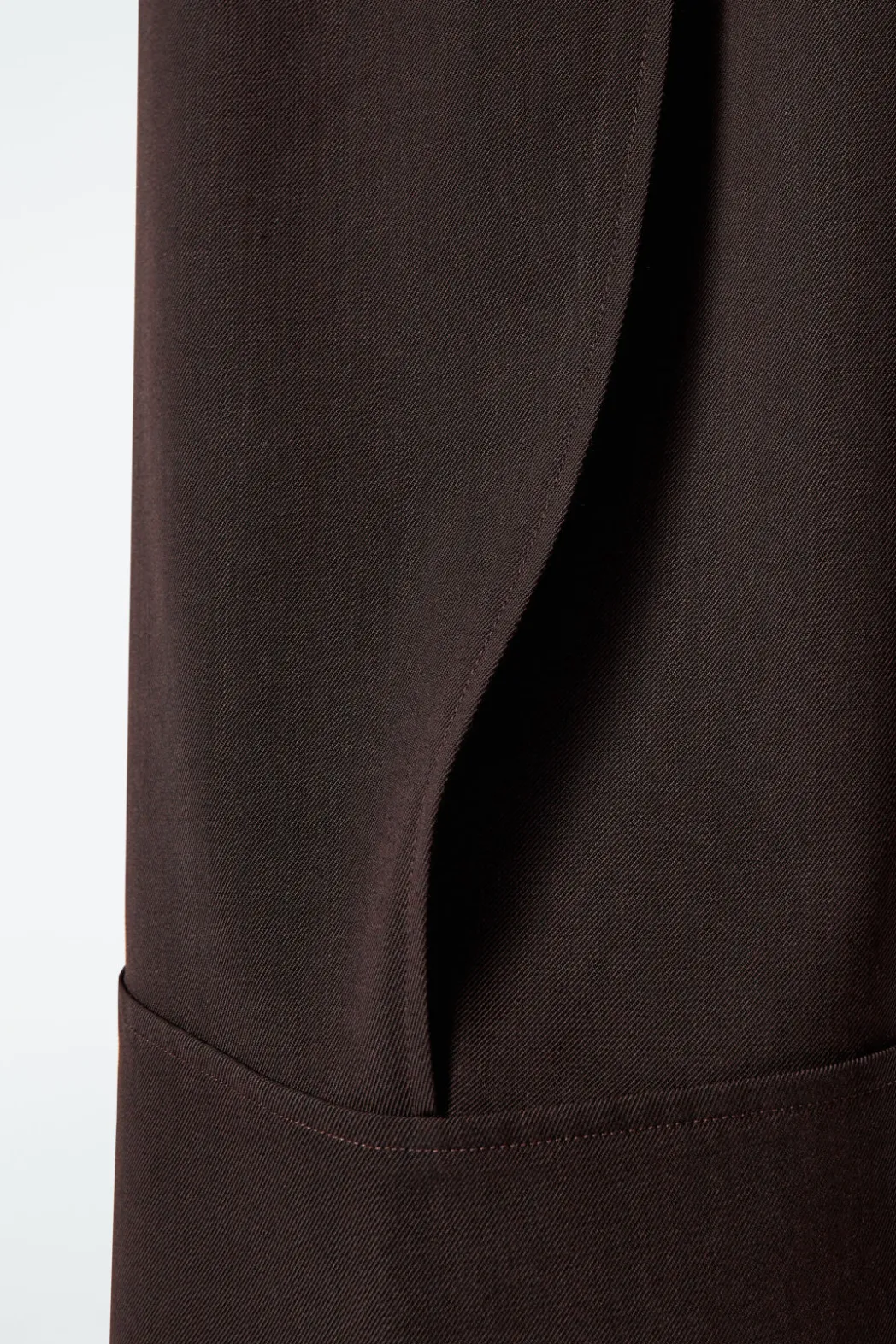 Discount COS TURN-UP WOOL-BLEND PANTS DARK BROWN