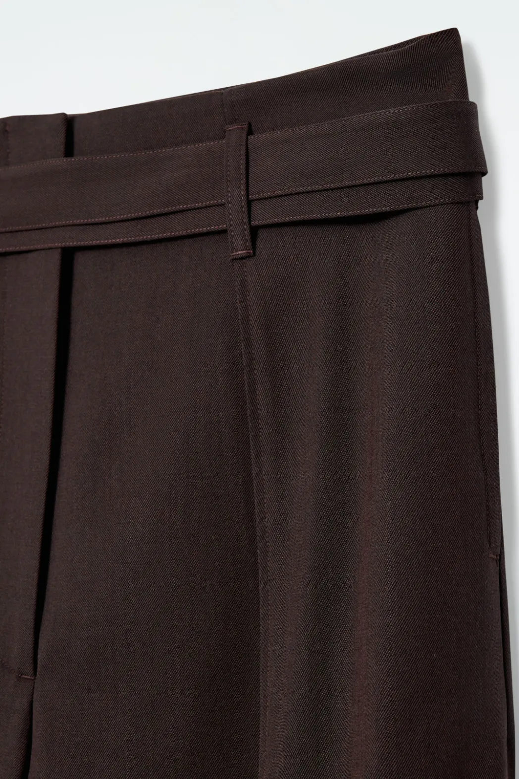 Discount COS TURN-UP WOOL-BLEND PANTS DARK BROWN