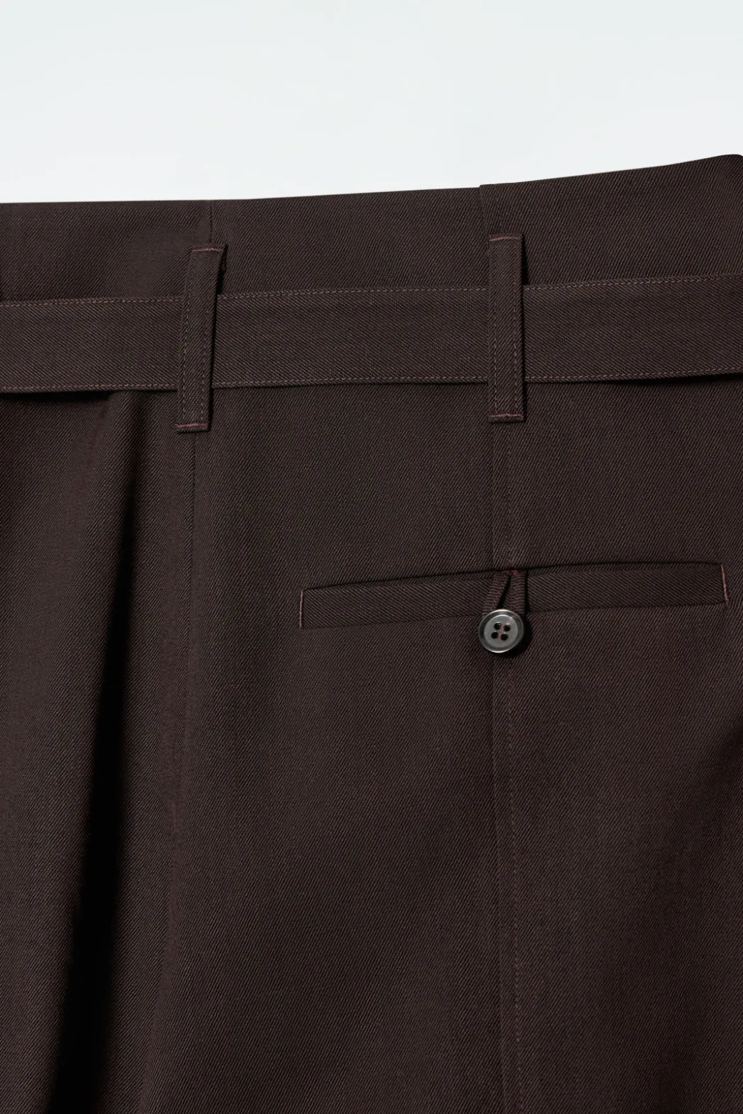 Discount COS TURN-UP WOOL-BLEND PANTS DARK BROWN