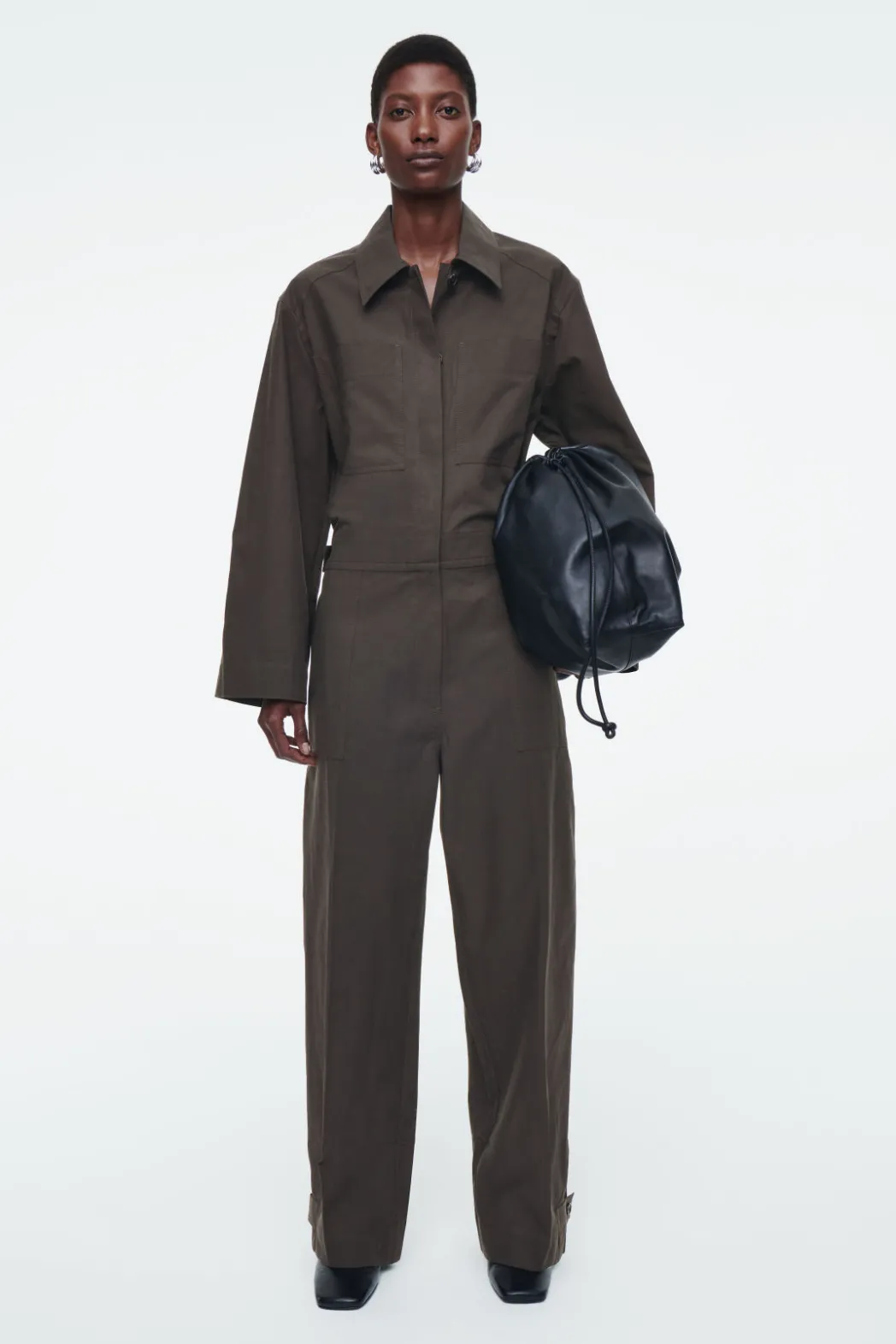 Outlet COS TWILL BOILERSUIT DARK BROWN