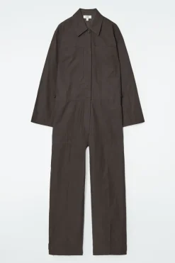Outlet COS TWILL BOILERSUIT DARK BROWN