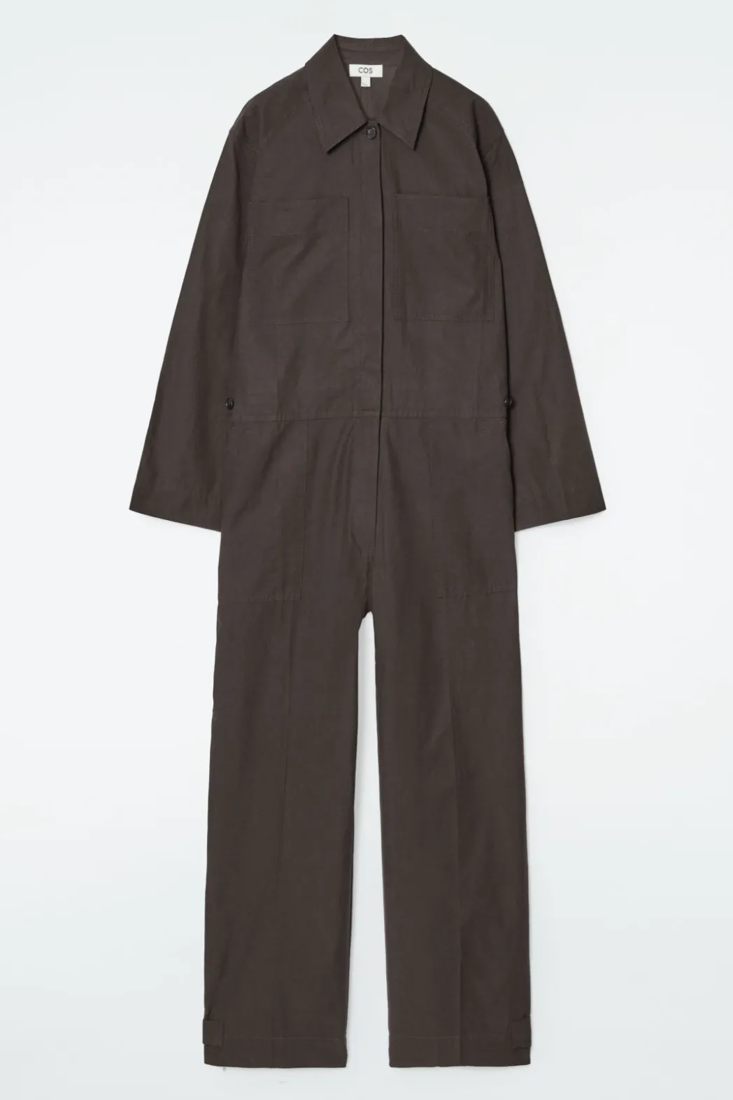 Outlet COS TWILL BOILERSUIT DARK BROWN