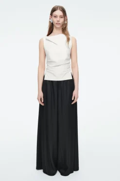 Online COS TWILL PALAZZO PANTS BLACK