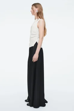 Online COS TWILL PALAZZO PANTS BLACK