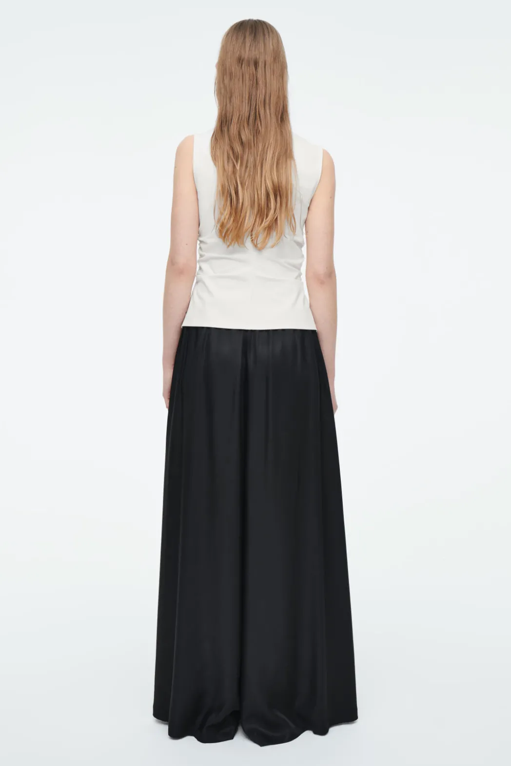 Online COS TWILL PALAZZO PANTS BLACK