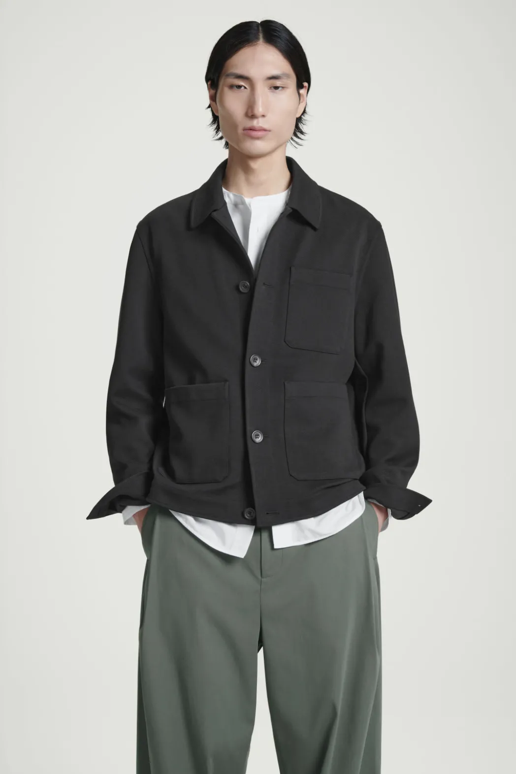 COS TWILL UTILITY JACKET BLACK