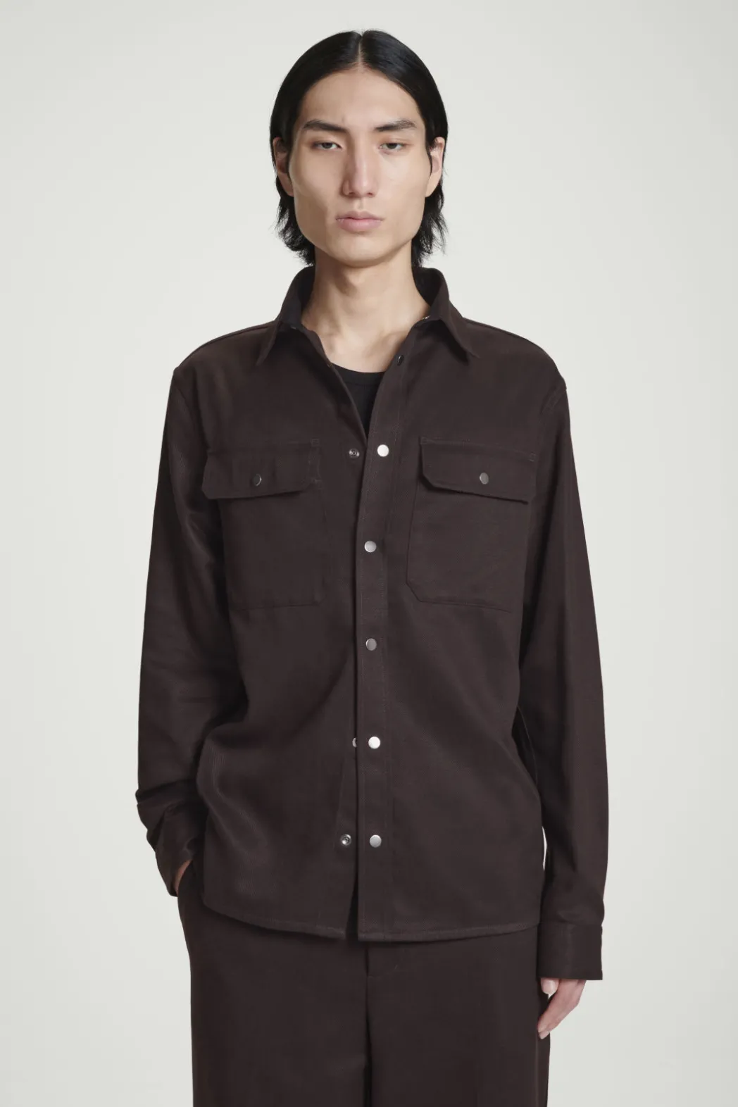 New COS TWILL UTILITY OVERSHIRT BROWN
