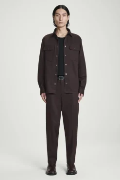New COS TWILL UTILITY OVERSHIRT BROWN