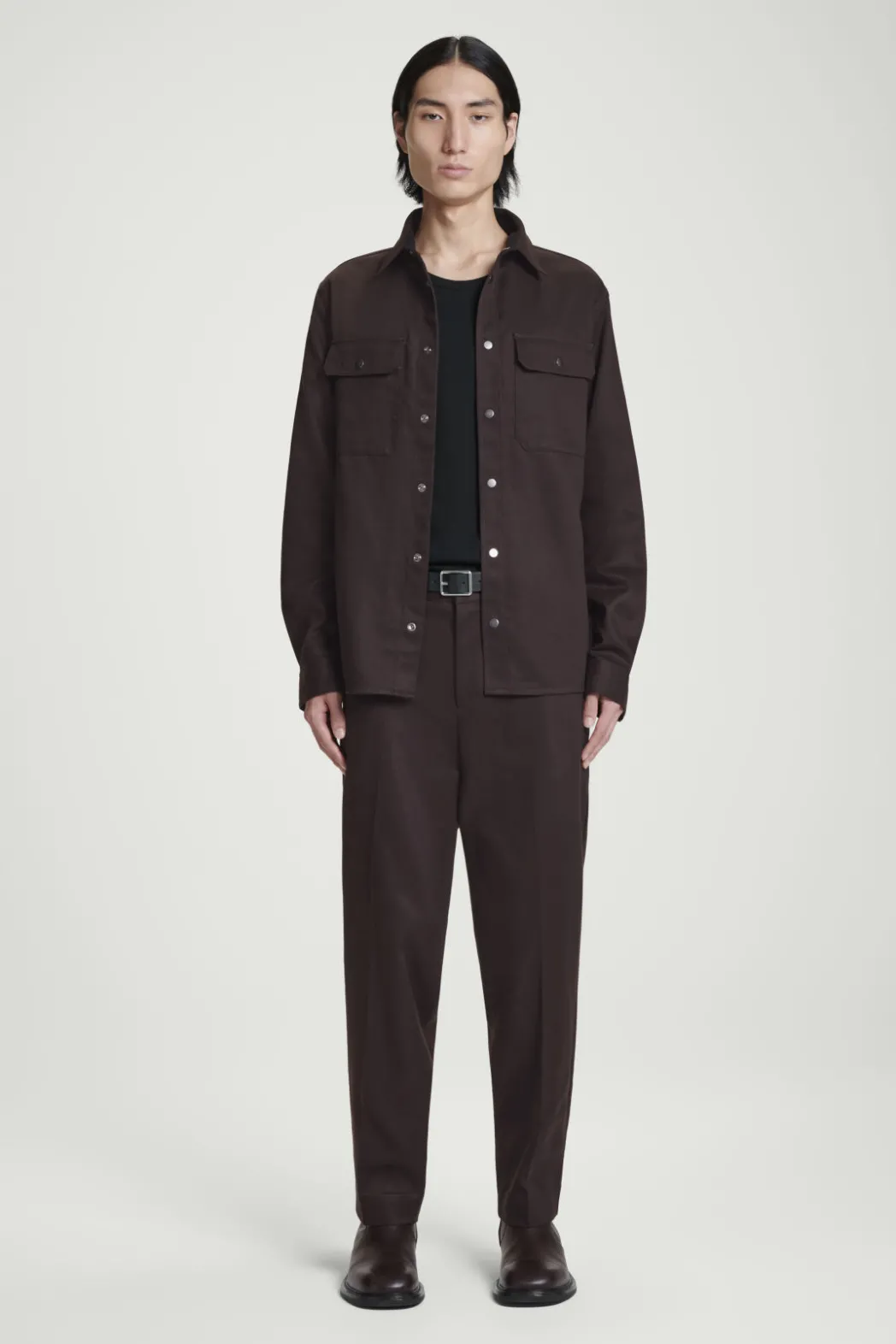 New COS TWILL UTILITY OVERSHIRT BROWN