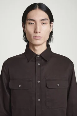 New COS TWILL UTILITY OVERSHIRT BROWN