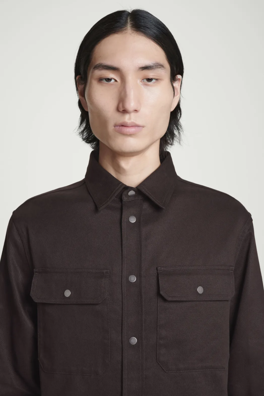 New COS TWILL UTILITY OVERSHIRT BROWN