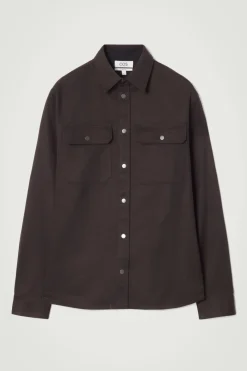 New COS TWILL UTILITY OVERSHIRT BROWN