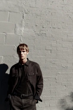 New COS TWILL UTILITY OVERSHIRT BROWN