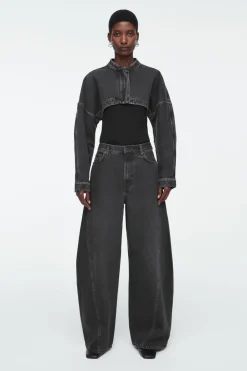 COS TWIST BARREL-LEG JEANS WASHED BLACK