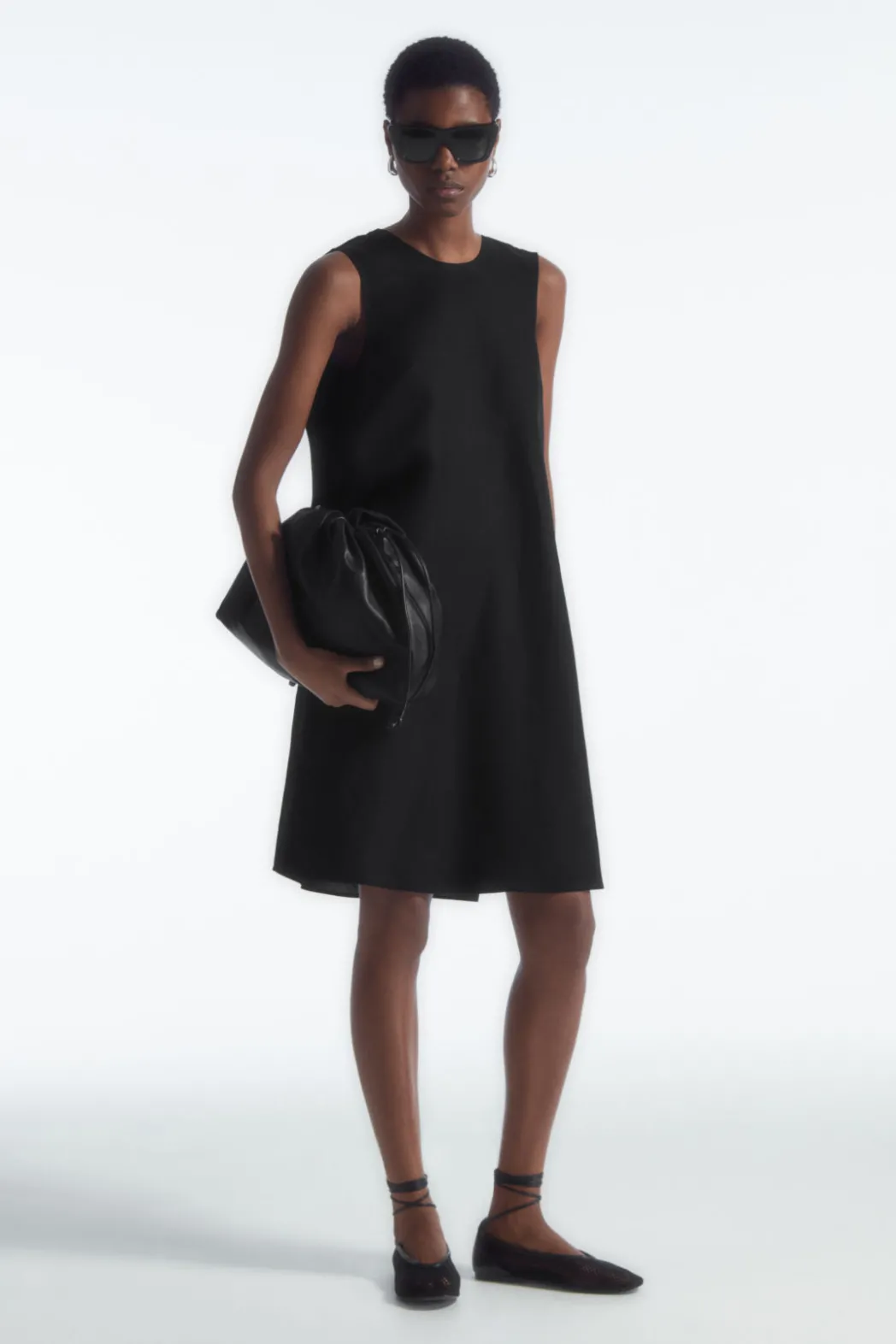 New COS TWIST-DETAIL MINI DRESS BLACK