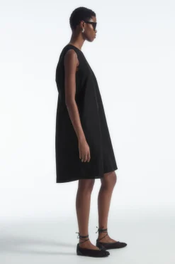 New COS TWIST-DETAIL MINI DRESS BLACK