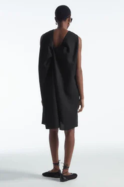 New COS TWIST-DETAIL MINI DRESS BLACK
