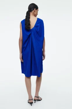 Discount COS TWIST-DETAIL MINI DRESS BRIGHT BLUE