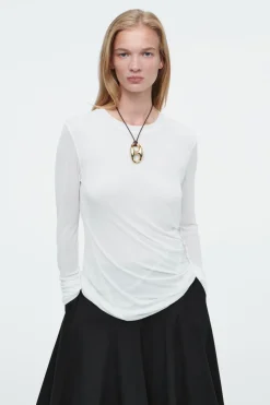 New COS TWISTED-HEM SILK TOP WHITE