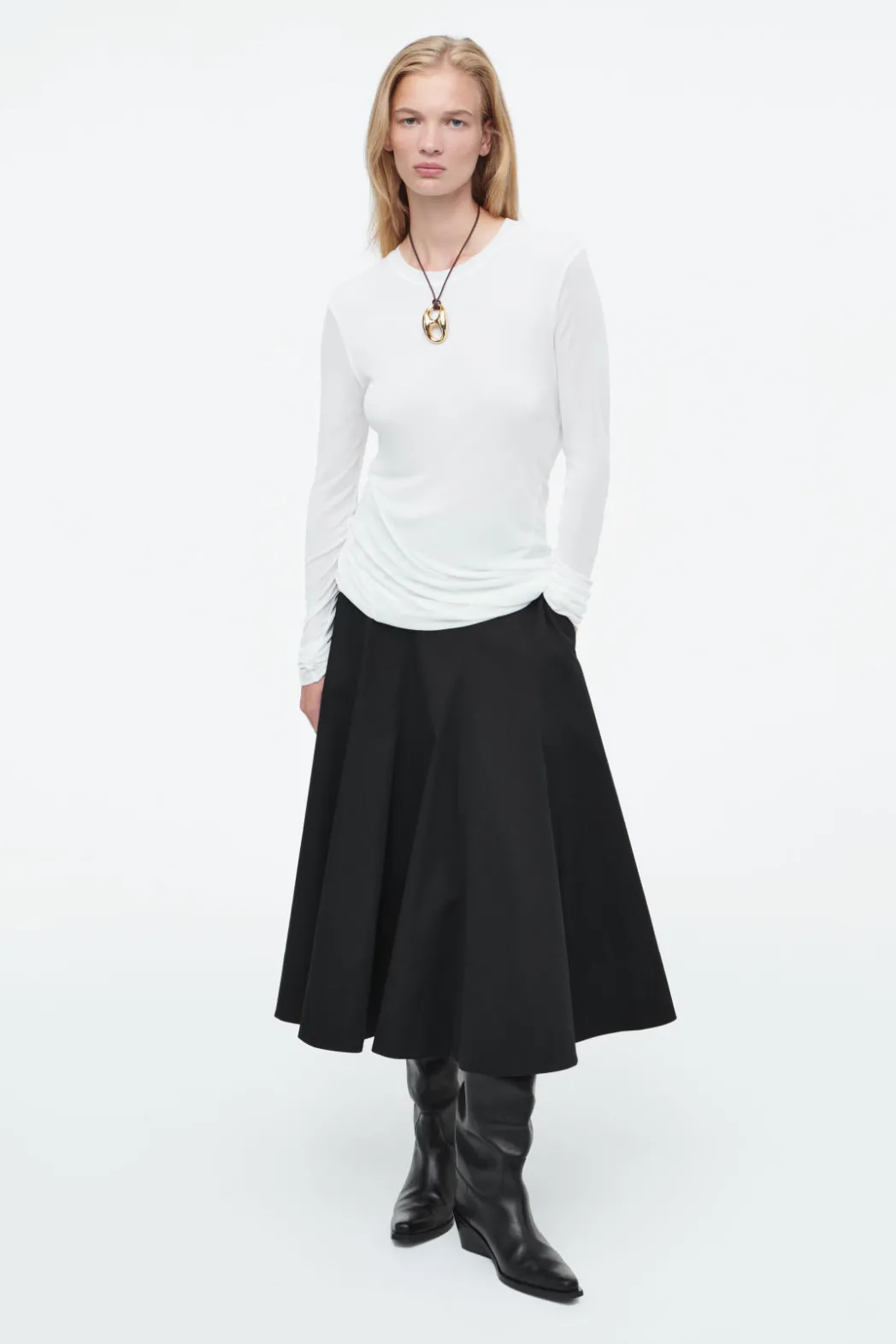 New COS TWISTED-HEM SILK TOP WHITE