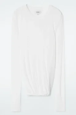 New COS TWISTED-HEM SILK TOP WHITE