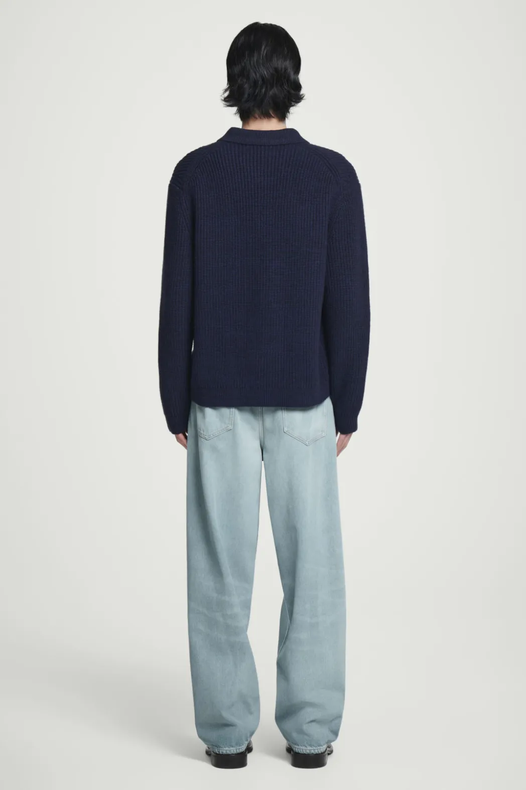 Outlet COS TWISTED-YARN WOOL POLO SWEATER NAVY MÉLANGE