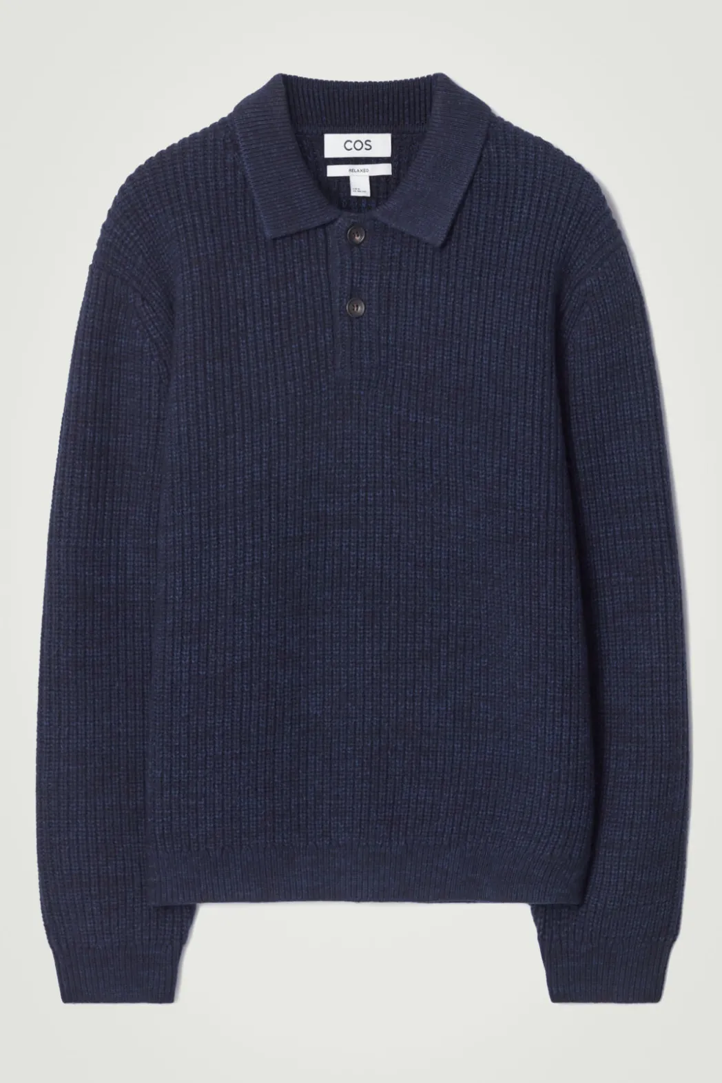 Outlet COS TWISTED-YARN WOOL POLO SWEATER NAVY MÉLANGE