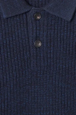 Outlet COS TWISTED-YARN WOOL POLO SWEATER NAVY MÉLANGE