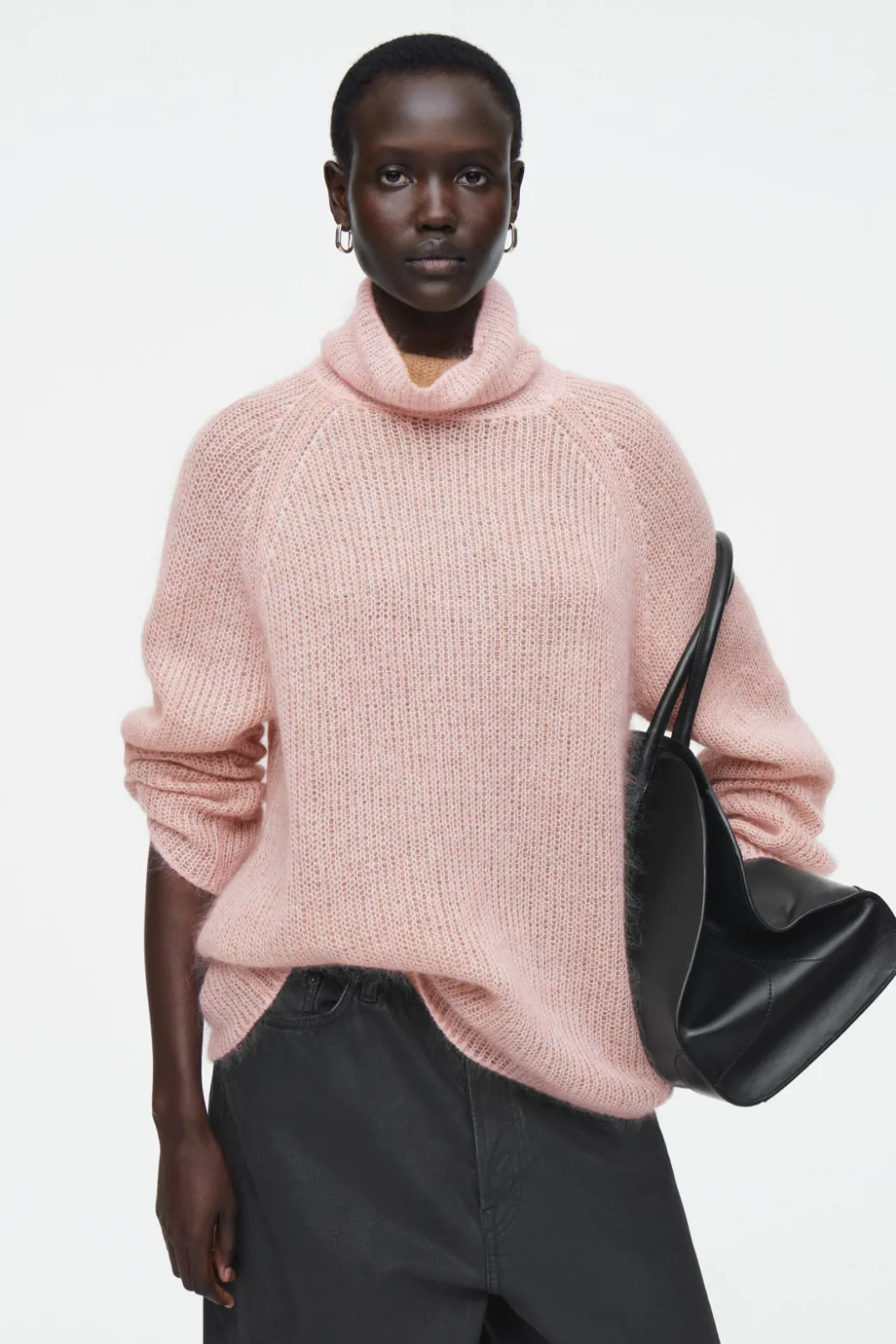 Best COS TWO-TONE MOHAIR TURTLENECK SWEATER APRICOT / CAMEL