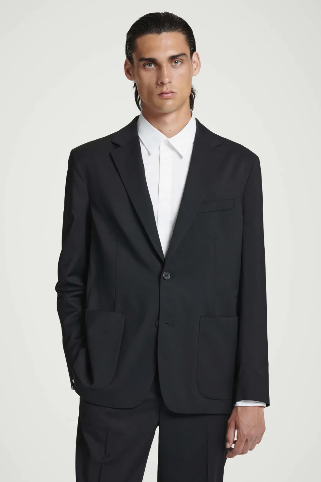 Online COS UNSTRUCTURED WOOL BLAZER - REGULAR BLACK