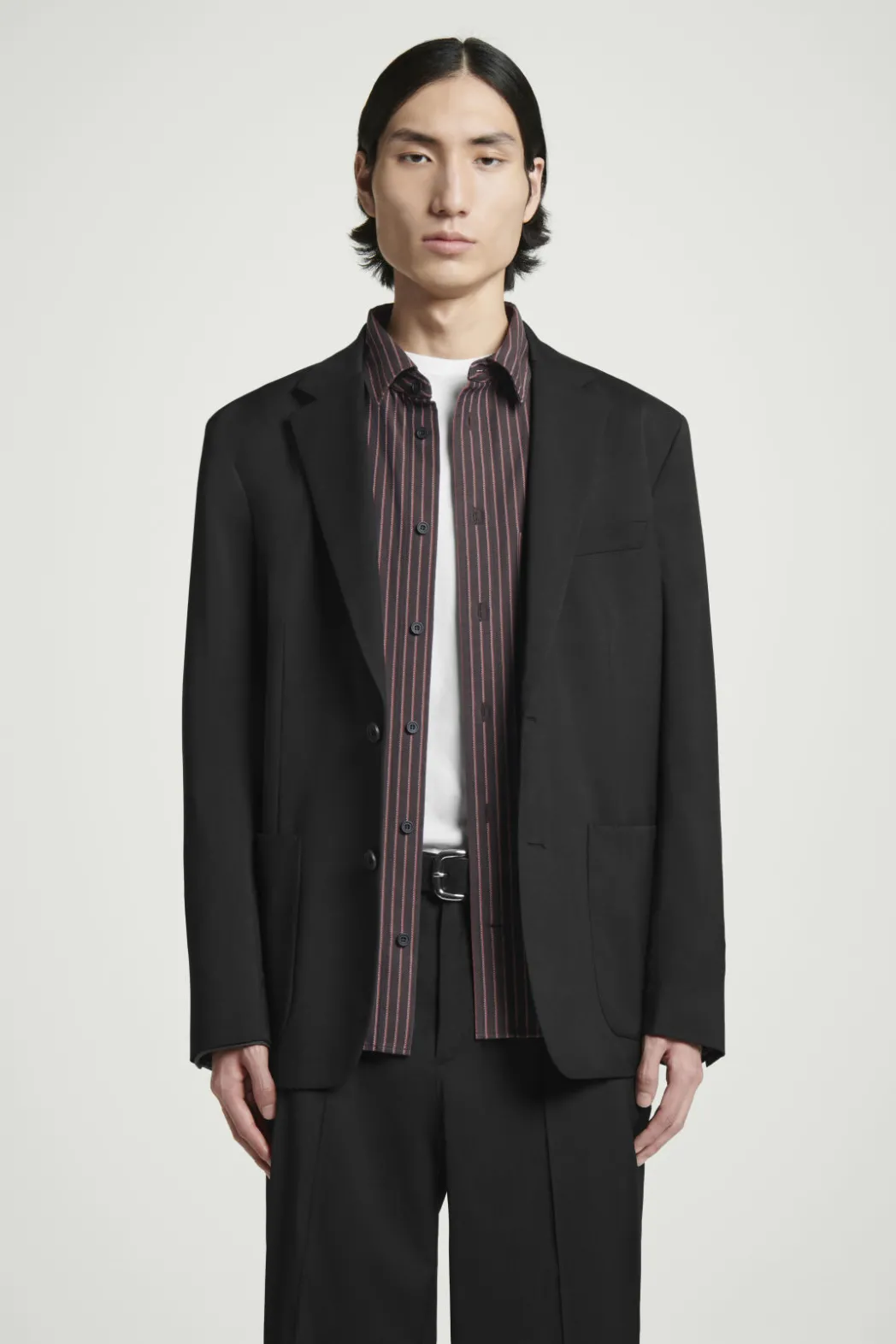 Online COS UNSTRUCTURED WOOL BLAZER - REGULAR BLACK