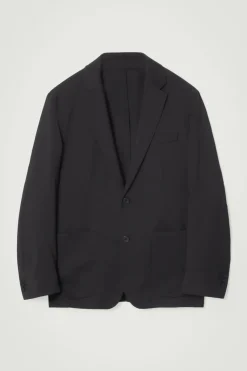 Online COS UNSTRUCTURED WOOL BLAZER - REGULAR BLACK