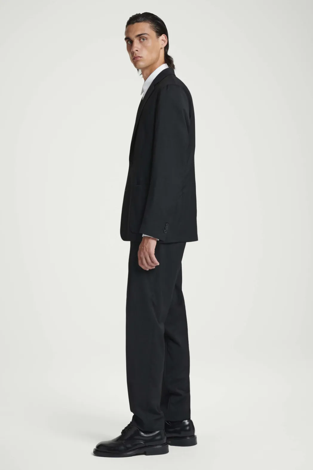 Online COS UNSTRUCTURED WOOL BLAZER - REGULAR BLACK
