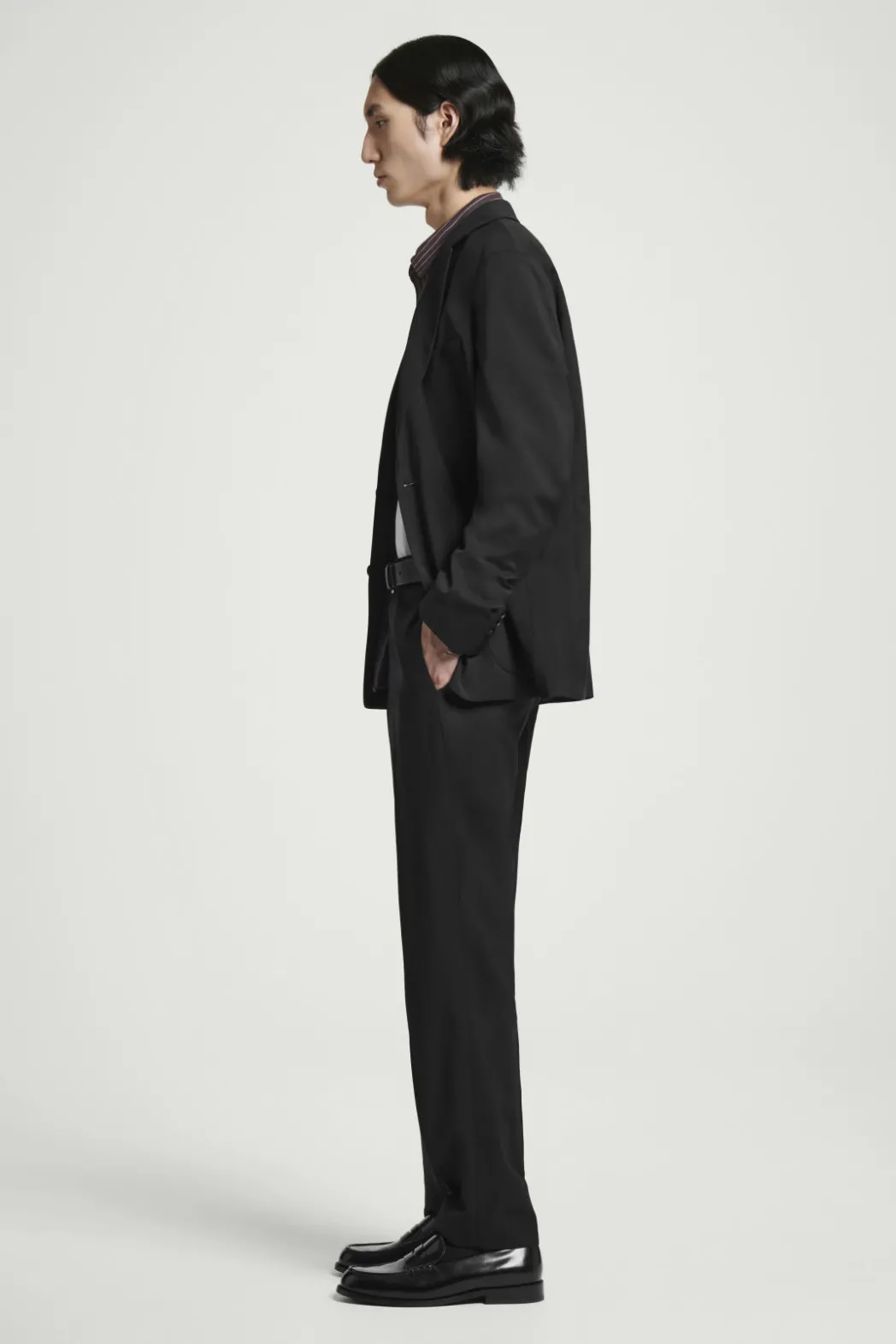 Online COS UNSTRUCTURED WOOL BLAZER - REGULAR BLACK