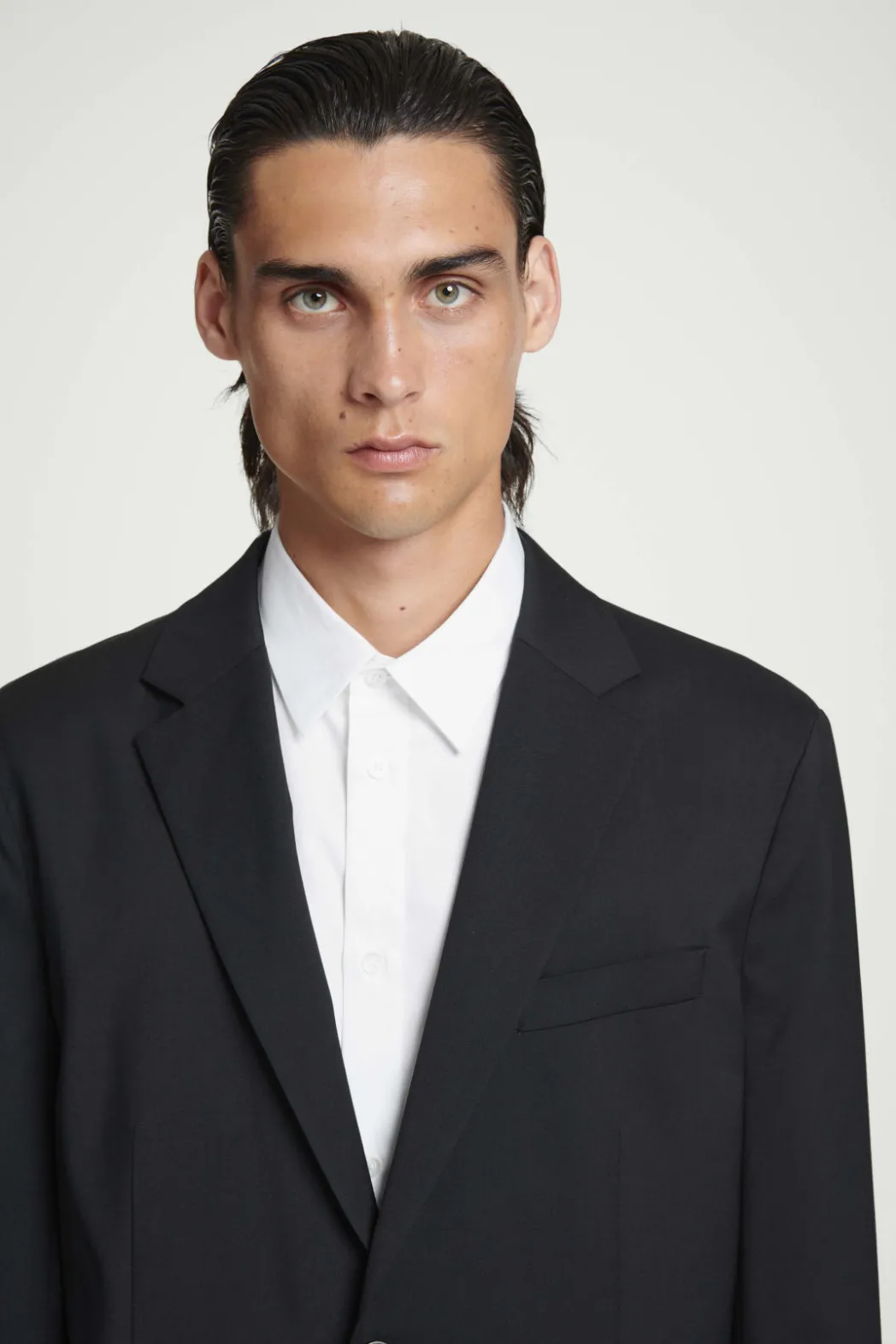 Online COS UNSTRUCTURED WOOL BLAZER - REGULAR BLACK