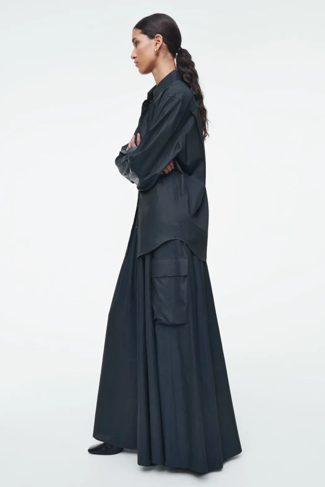 New COS UTILITY A-LINE MAXI SKIRT NAVY