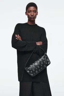 COS VALLEY EYELET SHOULDER BAG - LEATHER BLACK