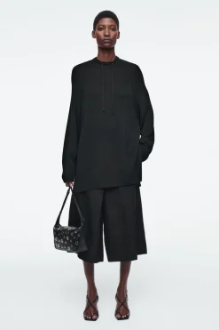 COS VALLEY EYELET SHOULDER BAG - LEATHER BLACK