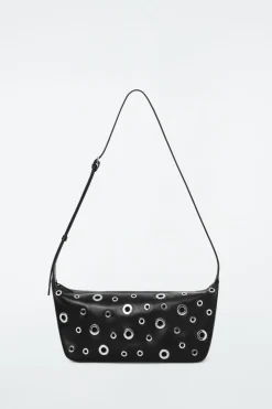 COS VALLEY EYELET SHOULDER BAG - LEATHER BLACK