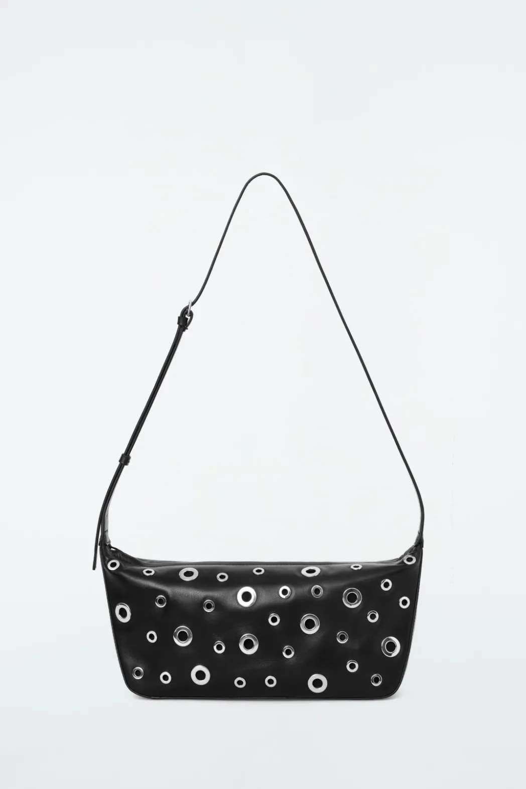 COS VALLEY EYELET SHOULDER BAG - LEATHER BLACK