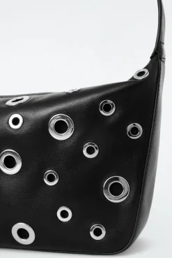 COS VALLEY EYELET SHOULDER BAG - LEATHER BLACK