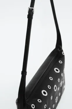 COS VALLEY EYELET SHOULDER BAG - LEATHER BLACK