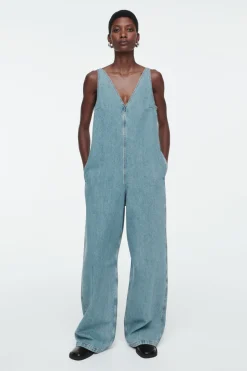 Hot COS V-NECK DENIM JUMPSUIT LIGHT BLUE